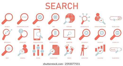 Set of Search Icons or symbols Vector fully editable file.