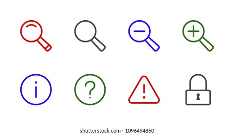 Set search Line icon stock vector illustration. Editable Stroke. 100x100 Pixel Perfect