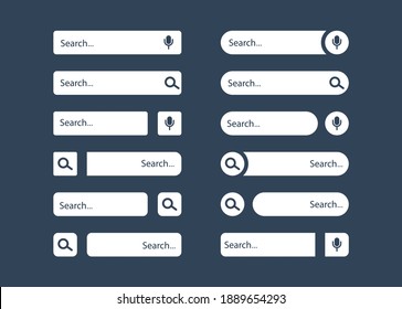 Set of search lines in white. Strips for searching the Internet. Web page design.