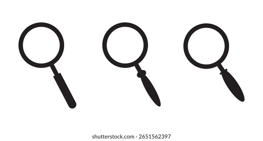 Conjunto de un icono de lupa de búsqueda. Búsqueda Icono Ilustración vectorial, signo de lupa y símbolo. Ilustración vectorial.