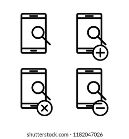 set of search smartphone icons. Element of phone icons for mobile concept and web apps. Thin line icons for website design and development, app development on white background
