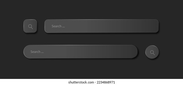 A set of search strings on a black background. Realistic search icon. Vector illustration.