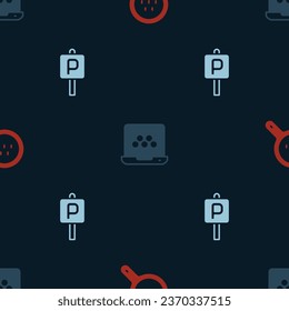 Set Search taxi, Taxi mobile app and Parking on seamless pattern. Vector