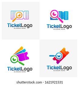 Set of Search Ticket Logo Template Design Vector, Emblem, Creative design, Icon symbol concept