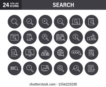Set of Search web icons in line style. SEO analytics, Digital marketing data analysis, Employee Management. Vector illustration.