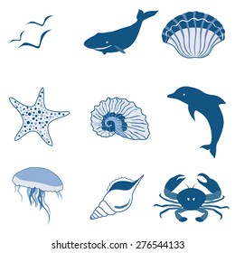 Set of sea's fauna for your design