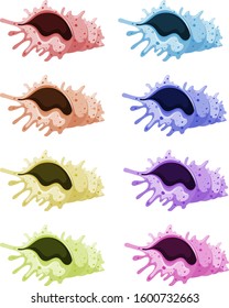 Conjunto de conchas marinas en la ilustración de diferentes colores