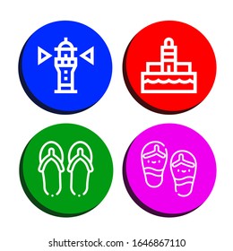 Set of seaside icons. Such as Lighthouse, Flip flops , seaside icons