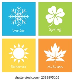 A set of season icon vector illustration. Four season on isolated background. Winter, spring, autumn, summer sign concept.