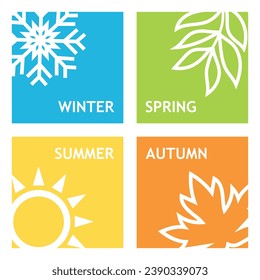 A set of season icon vector illustration. Four season on isolated background. Winter, spring, autumn, summer sign concept.