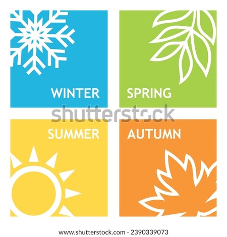 A set of season icon vector illustration. Four season on isolated background. Winter, spring, autumn, summer sign concept.