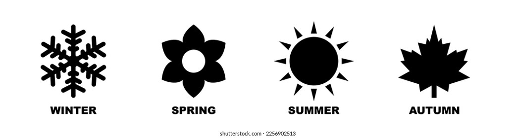 Set of season icon, winter spring summer autumn illustration
