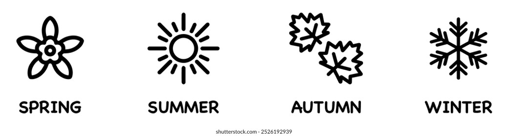 Set of season icon, winter spring summer autumn illustration. Vector Illustration. Vector Graphic. EPS 10	
