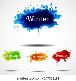 Set of season vector backgrounds with bright splashes for your design. Vector illustration