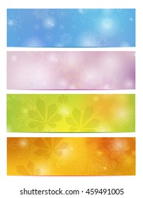 Set of seasonal backgrounds. Winter, spring, summer