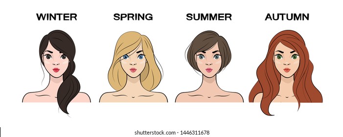 Set Seasonal Color Types Women Skin Stock Vector (Royalty Free ...