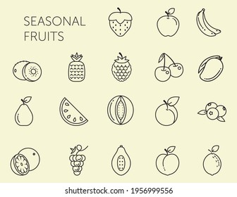 set of seasonal fruit icons vectorial image