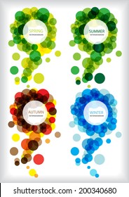 set of seasonal labels with bright bubbles and place for your text