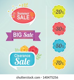 Set of seasonal sale labels