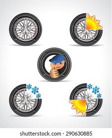 Set of seasonal tire icons