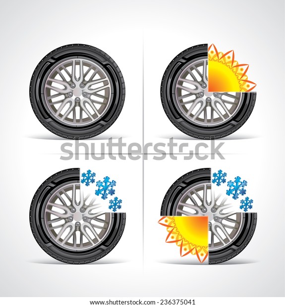 Set of seasonal tire\
icons