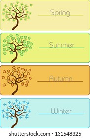 set of seasonal vector cards with trees and place for text