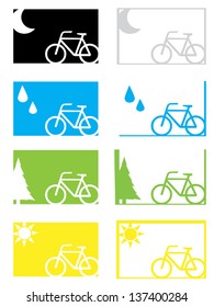 A set of seasonal or weather specific cycling backgrounds
