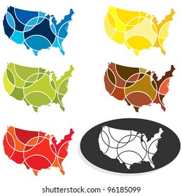A set of seasonally or mood representative colored USA maps