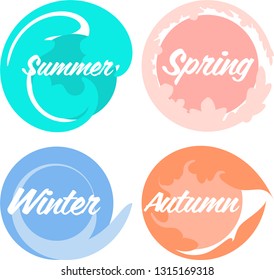 Set of seasons names written in a shape of circle