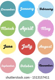 Set of seasons names written in a shape of circle