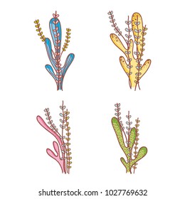 Set of seaweeds doodles
