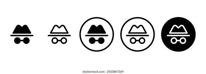 Set of Secret spy with hat icon collection. Scammer, Criminal mafia or gangster symbol. Vector illustration.