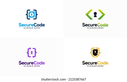 Set of Secure Code logo designs concept vector, High Tech Security logo template icon