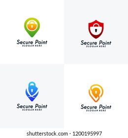 Set of Secure Point logo designs concept vector, Protect Place logo symbol