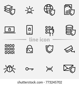 Set of secure vector thin line icons.