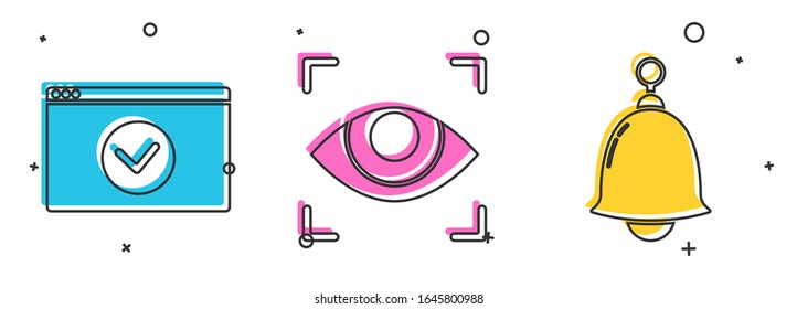 Set Secure your site with HTTPS, SSL, Eye scan  and Ringing bell  icon. Vector