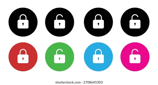 Conjunto de ícones de bloqueio seguro e não seguro | Símbolos de cadeado fechado e aberto para privacidade, login, segurança e controle de acesso