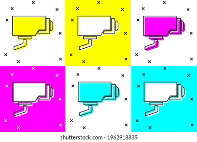 Set Security camera icon isolated on color background.  Vector