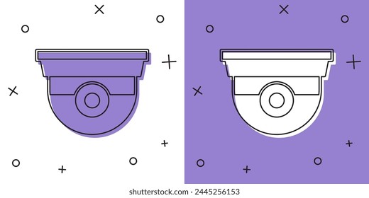 Set Security camera icon isolated on white and purple background.  Vector