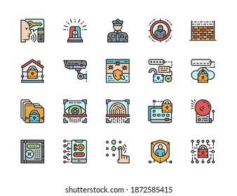 Set of Security Color Line Icons. Police, Protection, Cryptography and more.