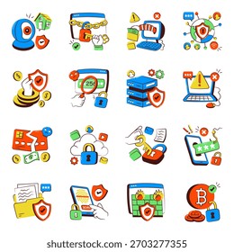 Conjunto de iconos de seguridad Doodle