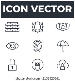 set of security elements symbol template for graphic and web design collection logo vector illustration
