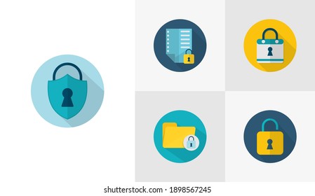 Set of Security flat icon vector template, Technology design icon concepts, Creative design
