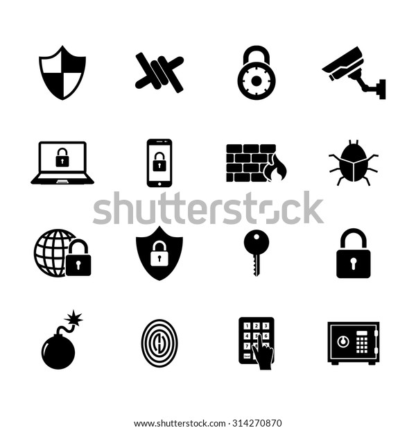 Set Security Icon Information Technology Security Stock Vector (Royalty ...