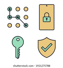 Set of Security (Sicherheitssymbol). Vorlage für das Sicherheitspaket für die Grafik- und Webdesign-Kollektion, Vektorgrafik