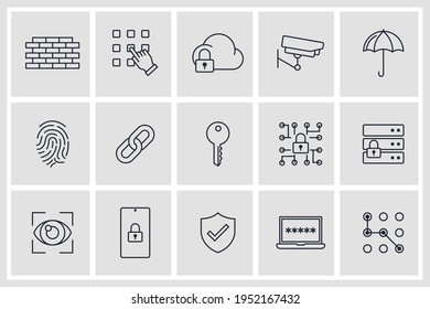 Conjunto de icono Seguridad. Plantilla de símbolo de paquete de seguridad para la ilustración vectorial de la colección de diseño gráfico y web
