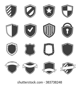 Set of security icons black color and flat style isolated on white background. Vector illustration