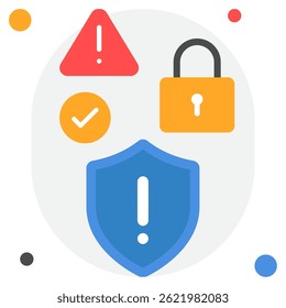 Set of security icons highlighting alerts, secure access, and verification useful for tech and marketing applications.