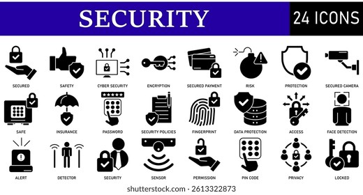 Set of Security Icons or symbols Vector fully editable file.