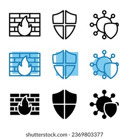 set of security icons with three design styles